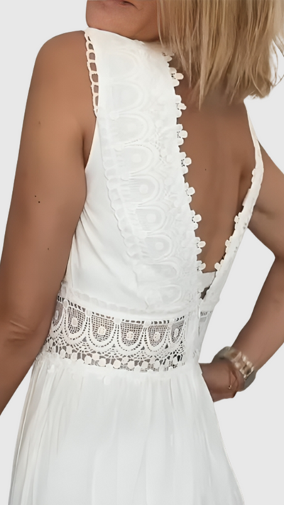 Ninfea | Vestido Midi sin Mangas de Estilo Boho con Detalles de Encaje | Bella Brisa