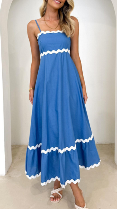 Vestido largo azul marino sofisticado de Ric Rac