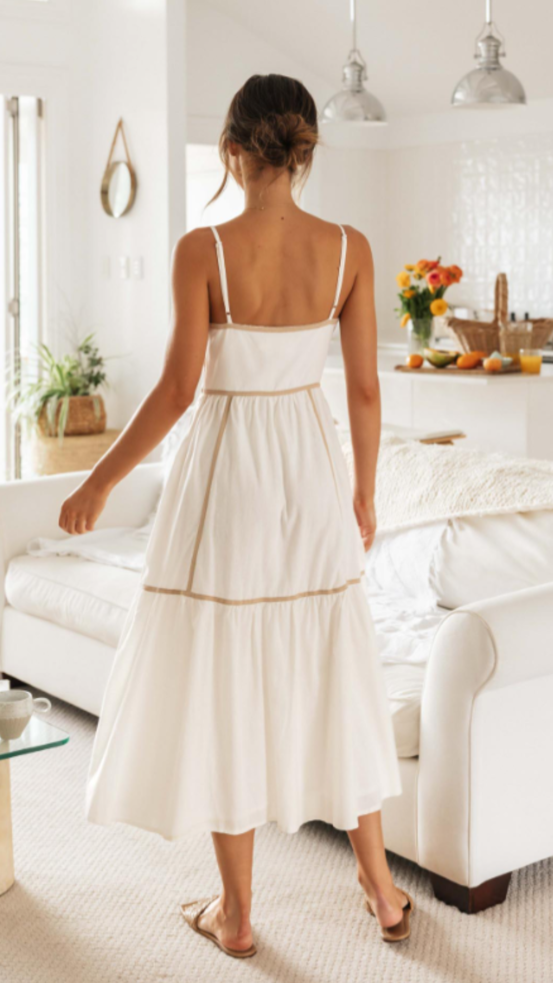 Vestido midi elegante de contraste | Bella Brisa