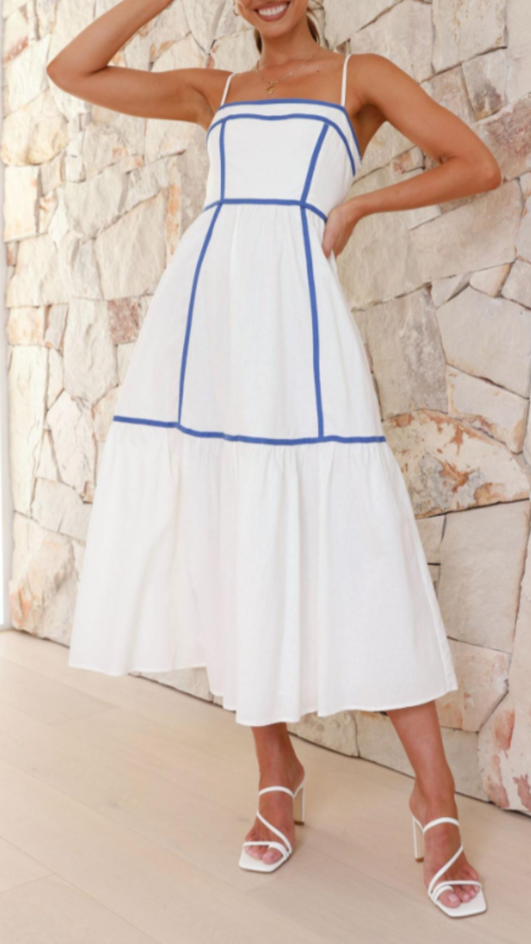 Vestido midi elegante de contraste | Bella Brisa