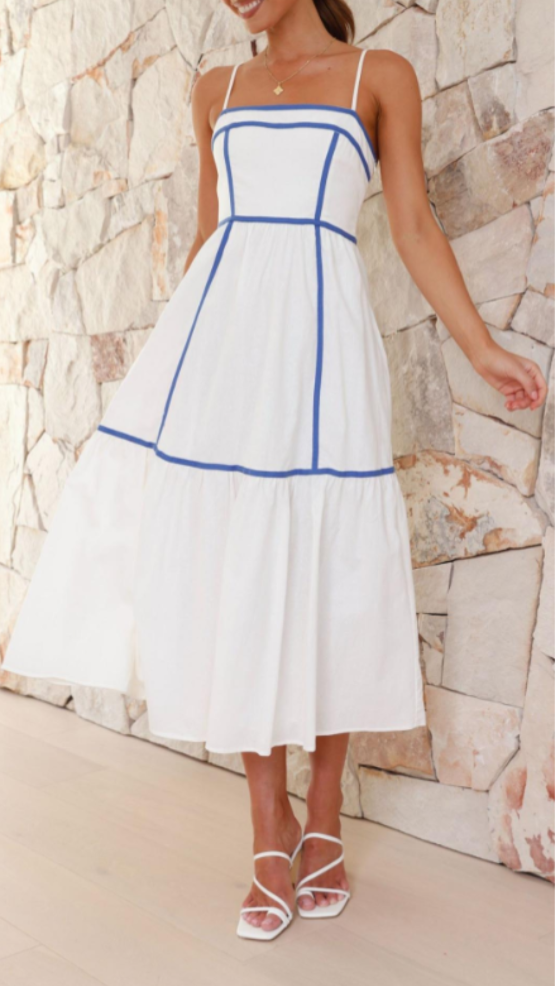 Vestido midi elegante de contraste | Bella Brisa