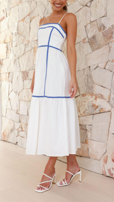 Vestido midi elegante de contraste | Bella Brisa