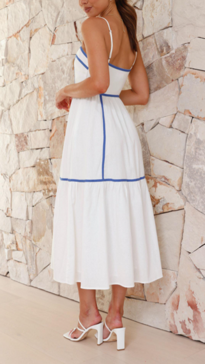 Vestido midi elegante de contraste | Bella Brisa