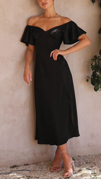 Vestido con hombros descubiertos y mangas de mariposa | Bella Brisa