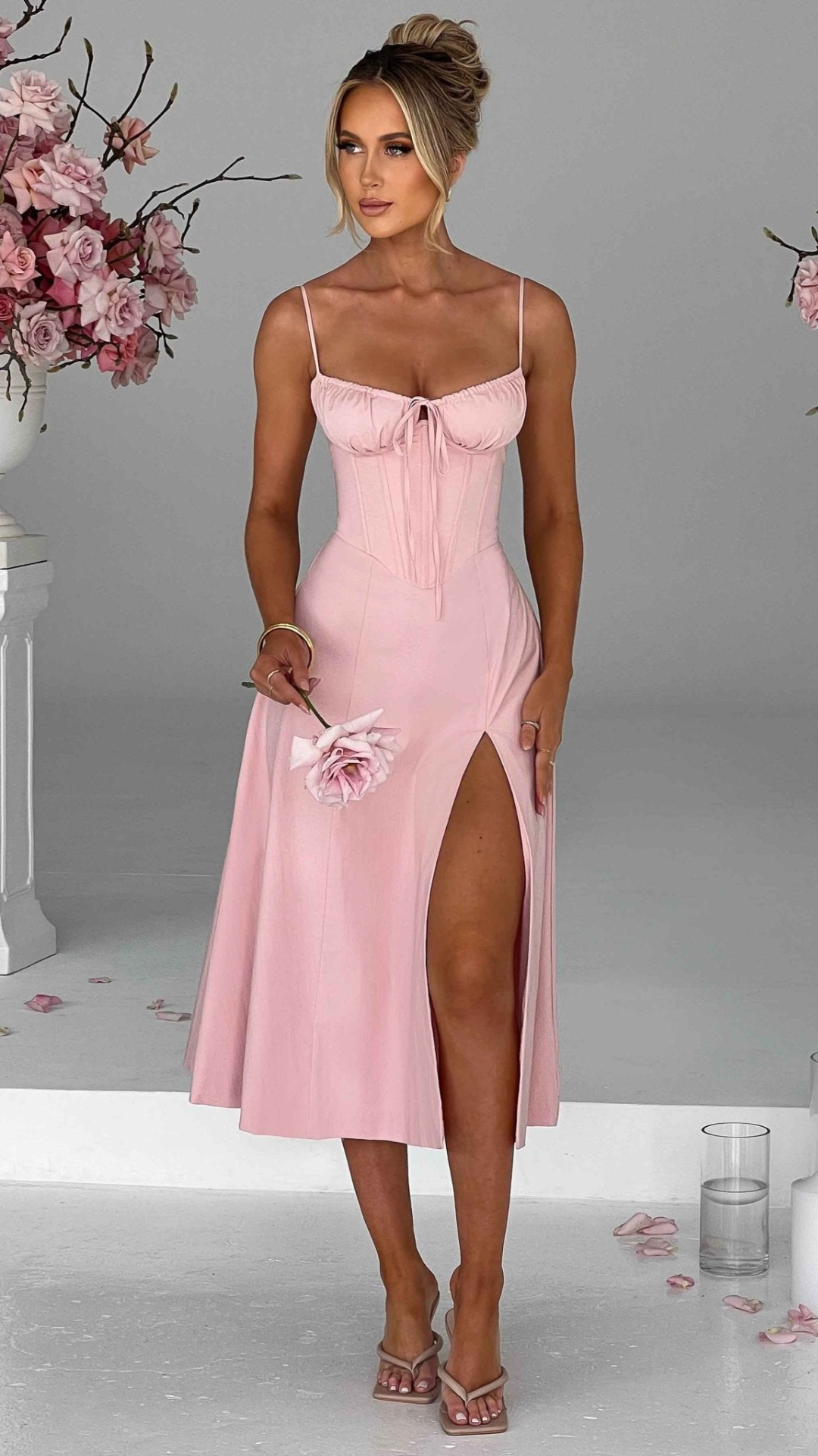 Vestido midi Delilah Rosa | Bella Brisa