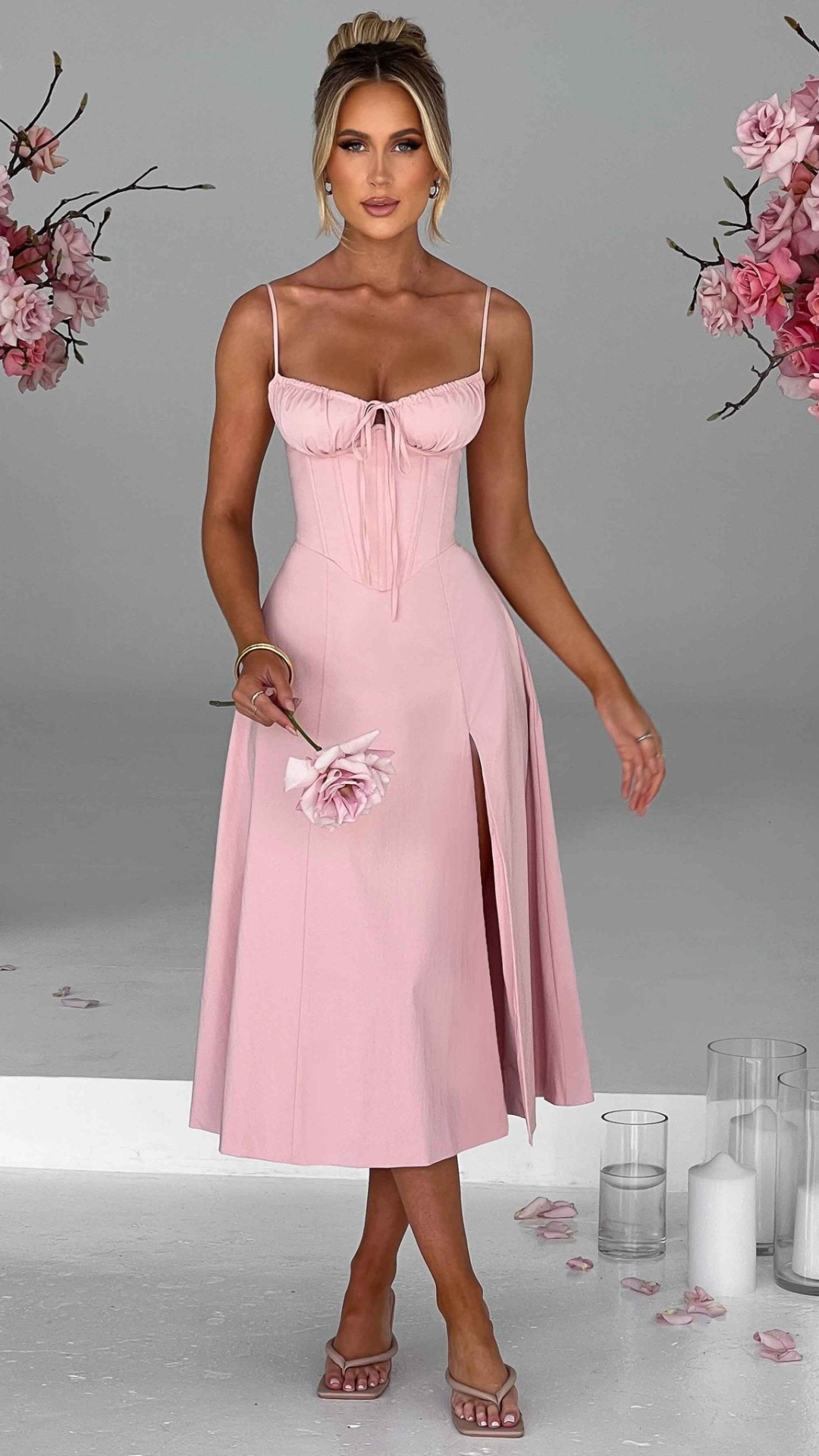 Vestido midi Delilah Rosa | Bella Brisa