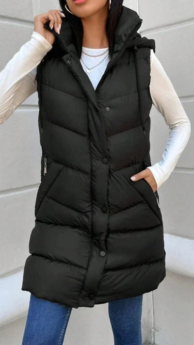 Chaqueta acolchada larga sin mangas | Bella Brisa