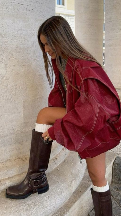 Chaqueta de Cuero Oversize | Bella Brisa