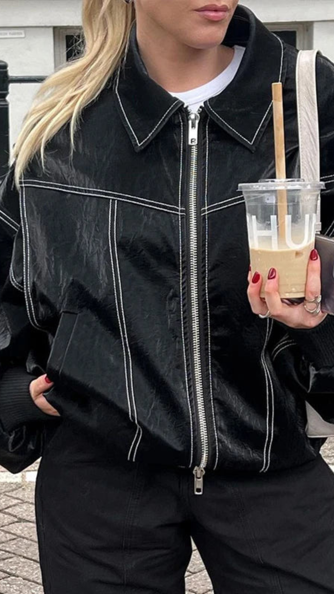 Chaqueta de Cuero Oversize | Bella Brisa