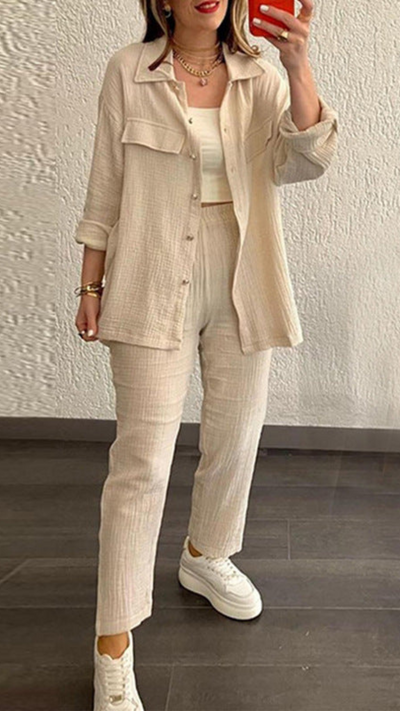 Conjunto de camisa y pantalón casual Ella | Bella Brisa