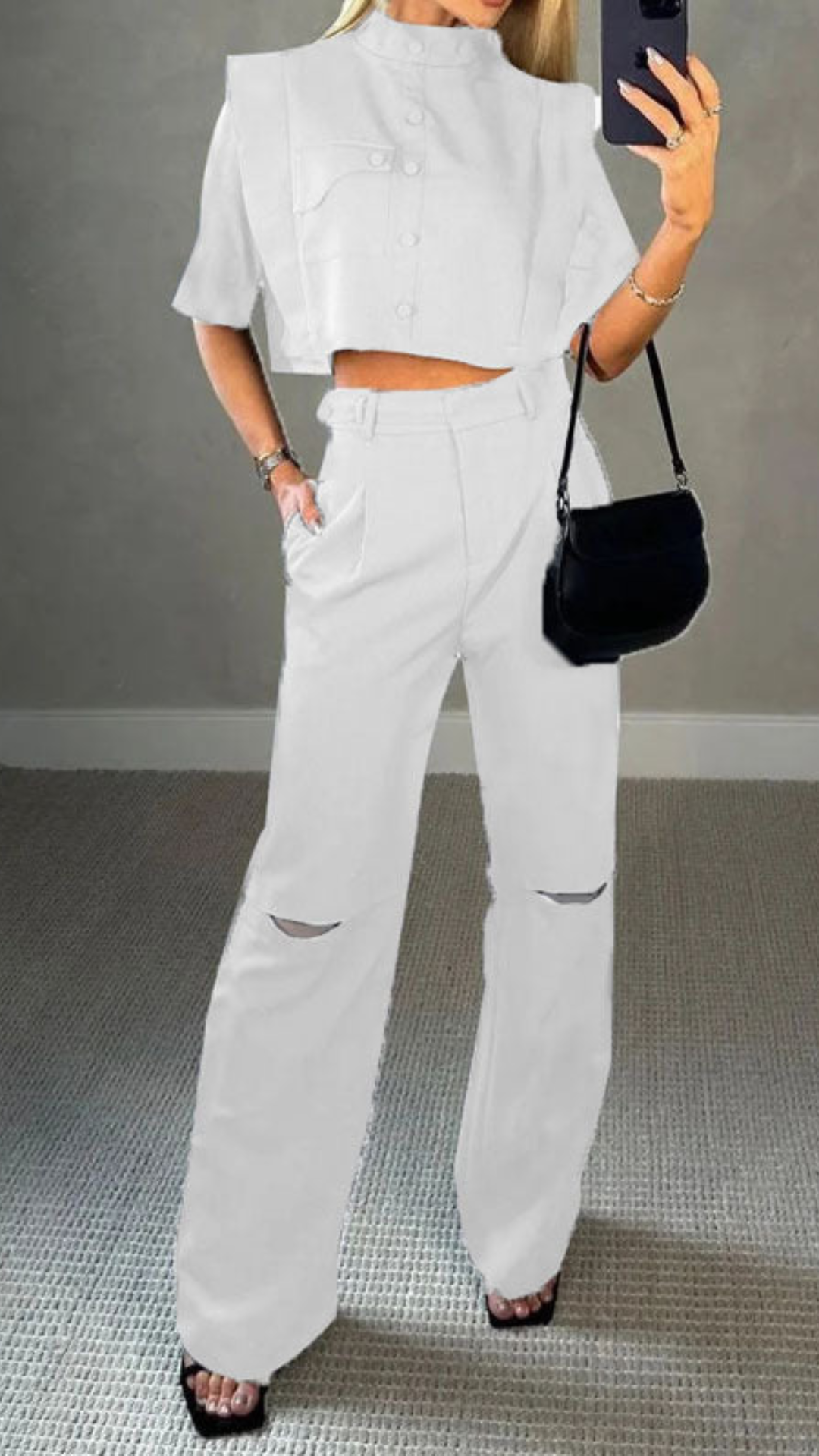 Conjunto Blusa Crop y Pantalón de Cintura Alta | Bella Brisa