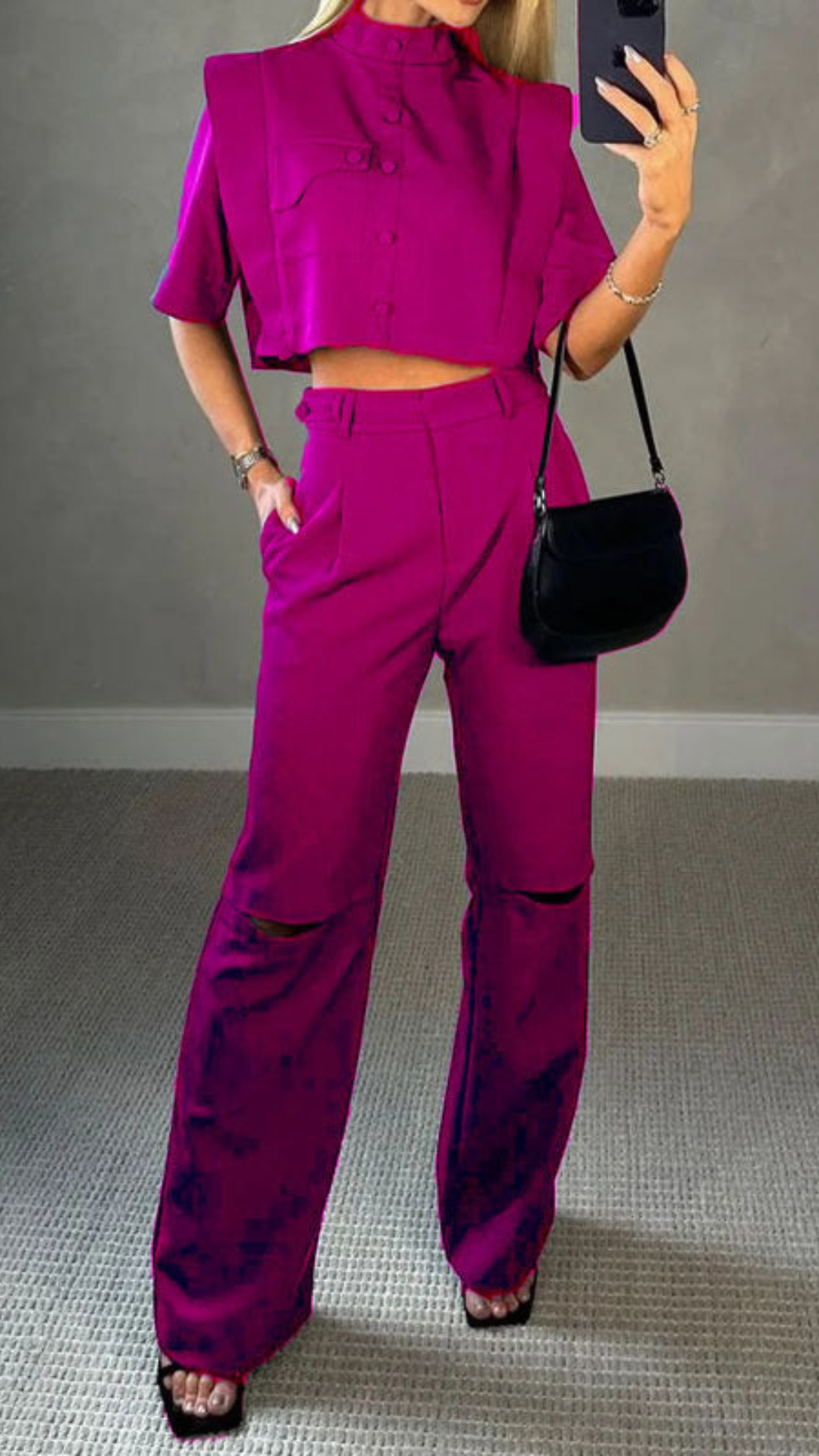 Conjunto Blusa Crop y Pantalón de Cintura Alta | Bella Brisa