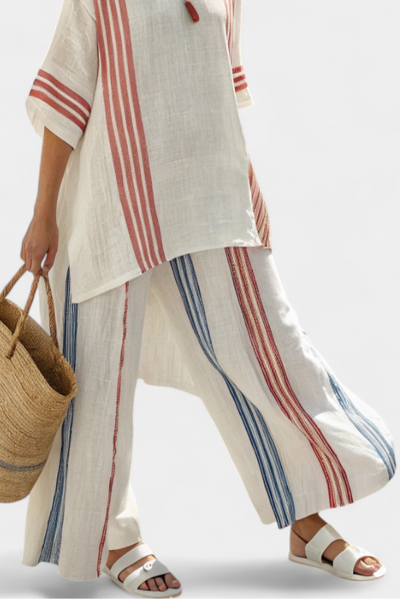 Bella Brisa™ |  Conjunto Mediterráneo Con Rayas Multicolor