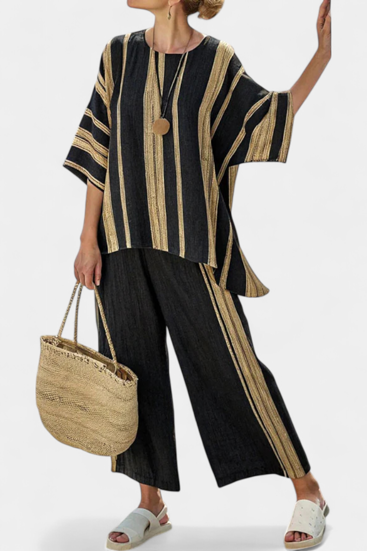 Bella Brisa™ |  Conjunto Oversize Con Rayas Verticales Y Silueta Suelta