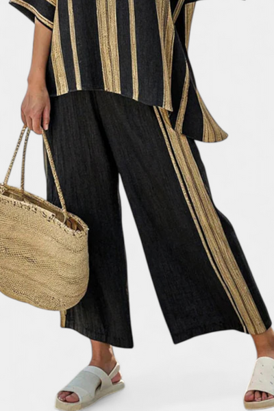 Bella Brisa™ |  Conjunto Oversize Con Rayas Verticales Y Silueta Suelta