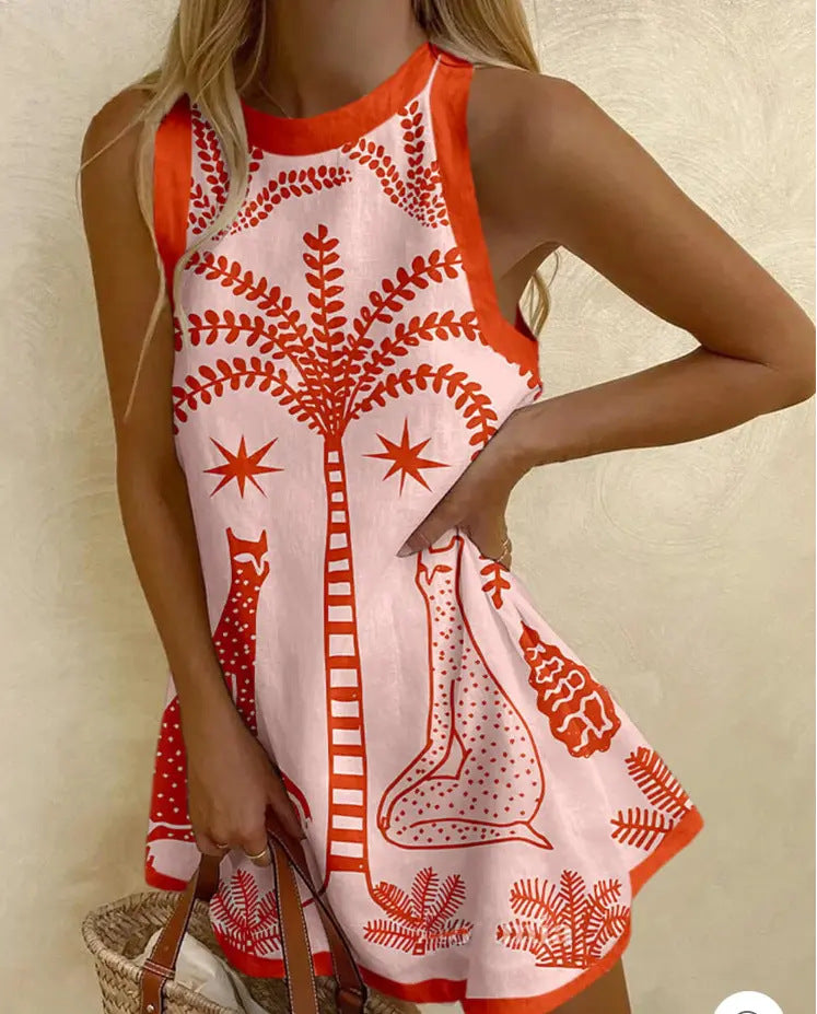 Minivestido con estampado palmera