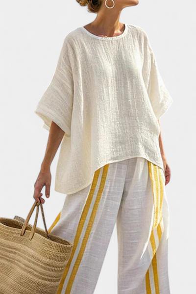 Bella Brisa™ |  Conjunto Mediterráneo Con Rayas Amarillas