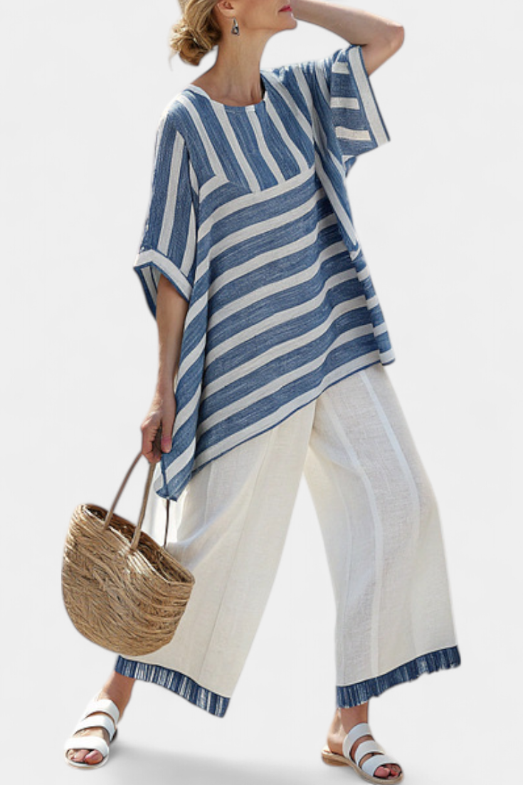 Bella Brisa™ |  Conjunto Mediterráneo De Rayas Azules