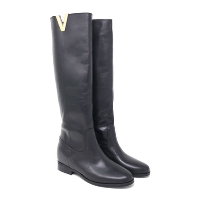 Bota alta Lauren detalle V en oro | Bella Brisa