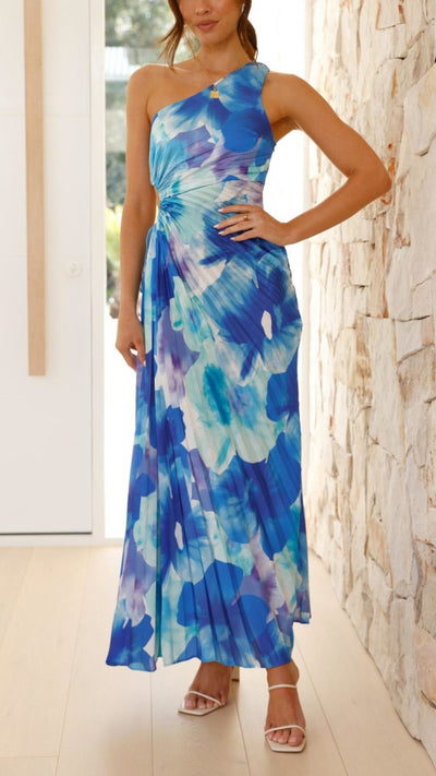Vestido Largo Plisado de un Solo Hombro | Bella Brisa