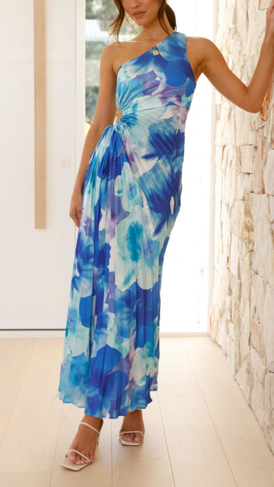 Vestido Largo Plisado de un Solo Hombro | Bella Brisa