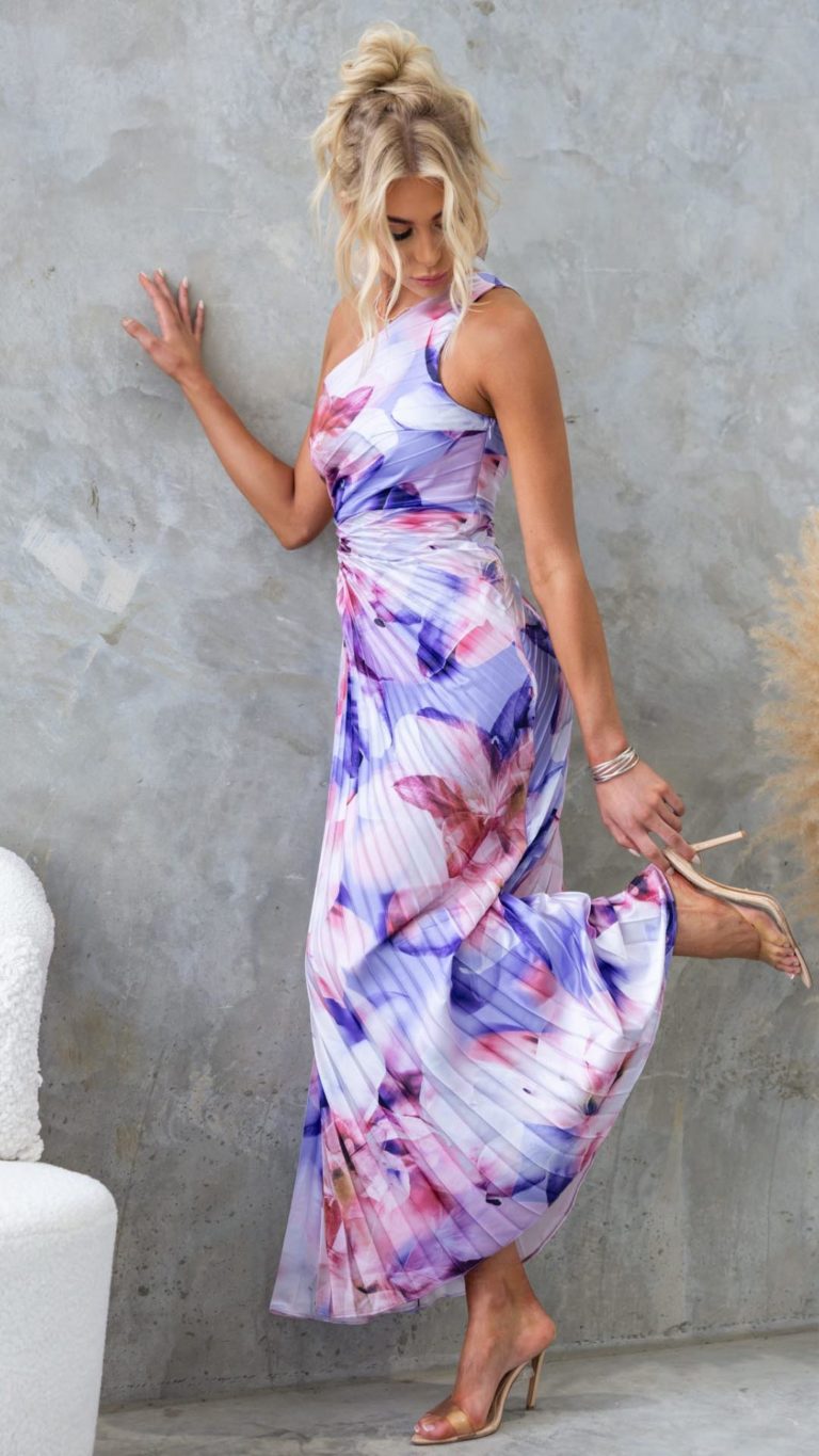 Vestido Largo Plisado de un Solo Hombro | Bella Brisa
