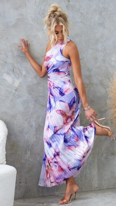 Vestido Largo Plisado de un Solo Hombro | Bella Brisa