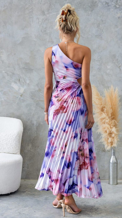 Vestido Largo Plisado de un Solo Hombro | Bella Brisa