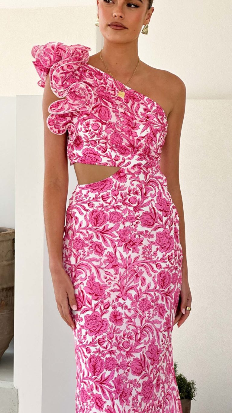 Vestido Maxi Asimétrico con Estampado Floral y Abertura Lateral | Bella Brisa