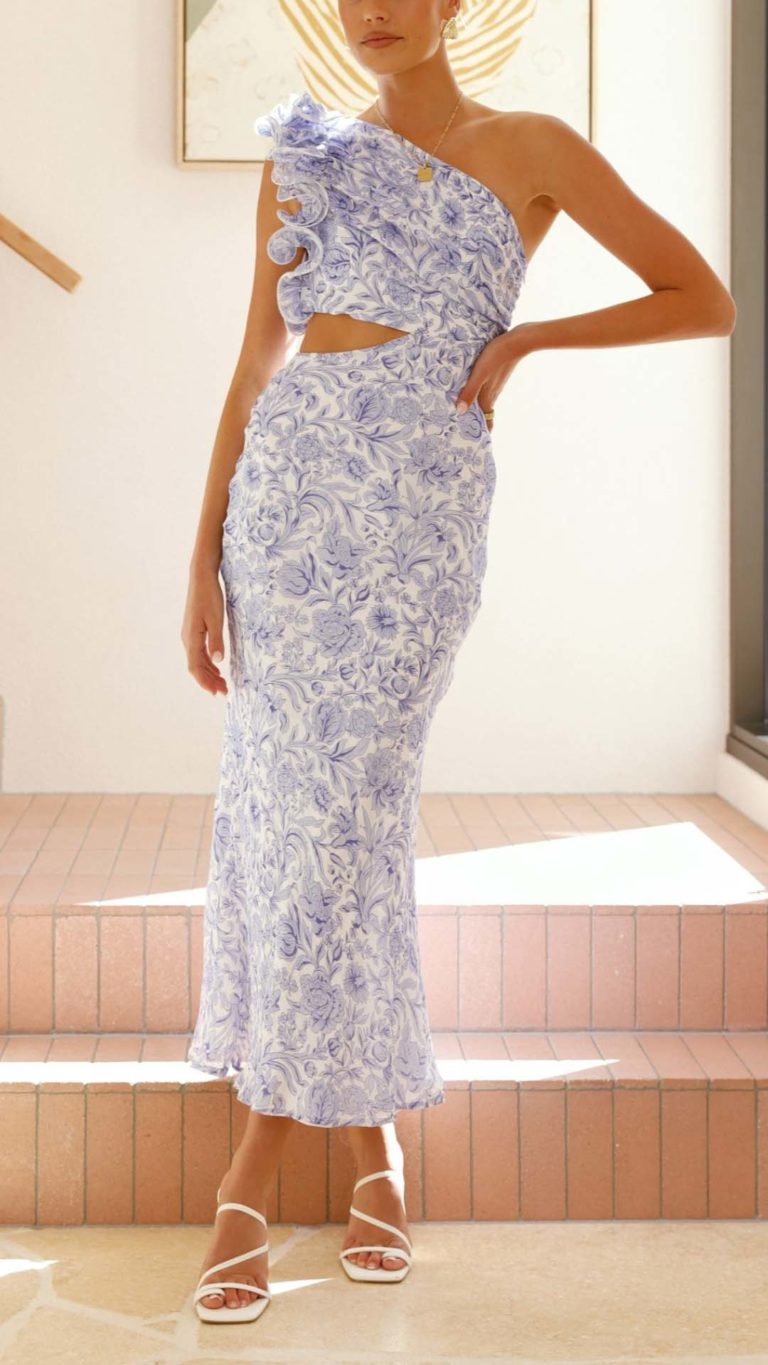 Vestido Maxi Asimétrico con Estampado Floral y Abertura Lateral | Bella Brisa