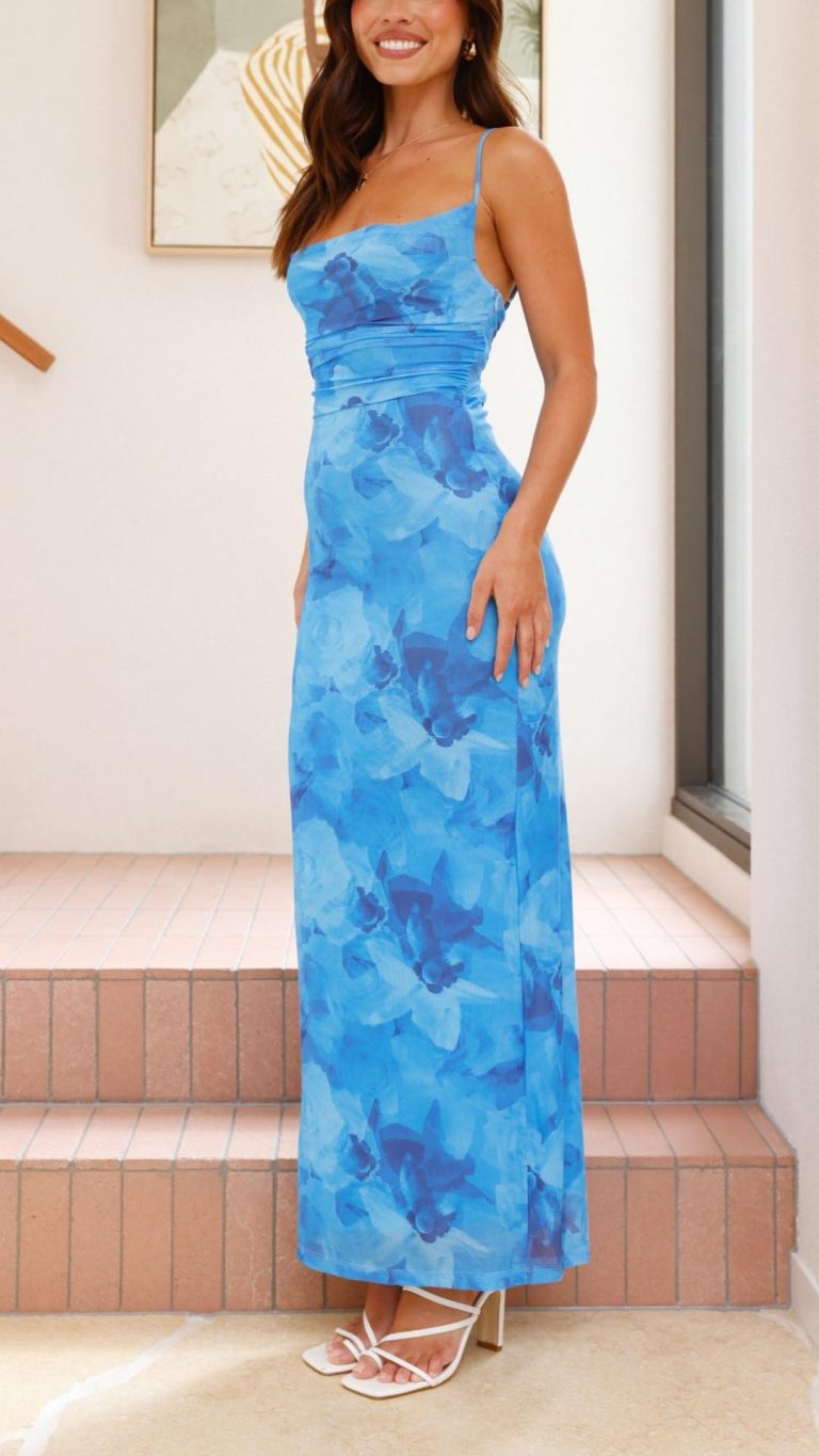 Vestido largo ajustado floral | Bella Brisa