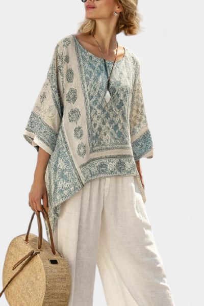 Bella Brisa™ |  Conjunto Boho De Blusa Estampada Y Pantalones Anchos