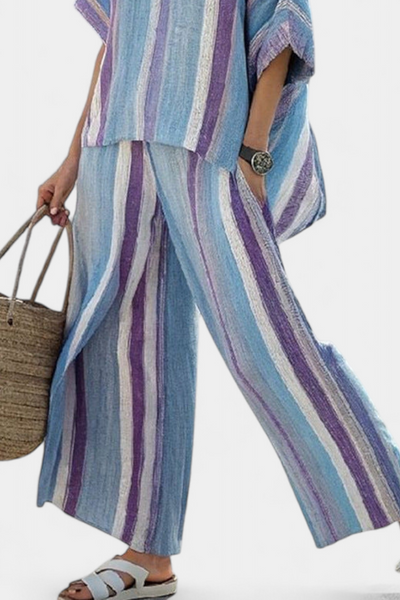 Bella Brisa™ |  Conjunto De Rayas En Tonos Malva Y Azul Pastel